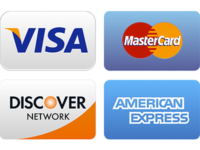 Visa Mastercard Discover American Ecpress, Cash, Checks
